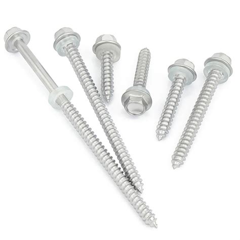 Stainless Steel Hex Washer Head Self Tapping Wood Screws With Rubber