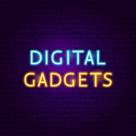 Digitale Gadgets Text Neon Label Vektor Illustration Der