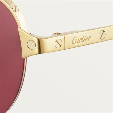 Cresw Santos De Cartier Sunglasses Smooth And Brushed Golden