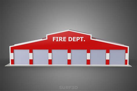 Solar Roof Fire Engine Garage Station House Door Department 3d Model
