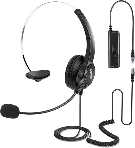 Agptek Hands Free Call Center Noise Cancelling Corded Monaural Headset Headphone For Desk