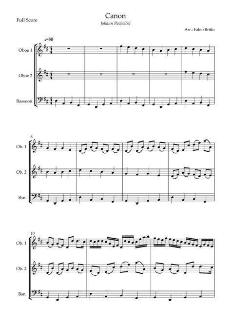 Canon Johann Pachelbel Wedding Reduced Version For Woodwind Trio Arr Fabio Britto Sheet