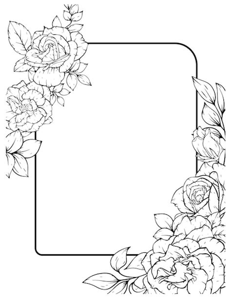 Premium Vector Outline Rose Flower Frame Border Decoration