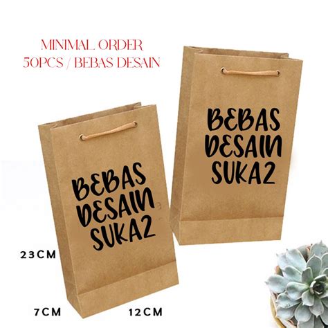 Jual BEBAS DESAIN Paper Bag Coklat Polos 23x7x12 Cm Paper Bag Kado