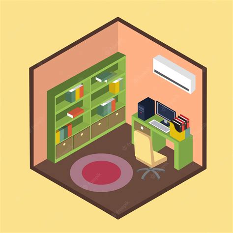 Premium Vector Isometric Office Room Illustration