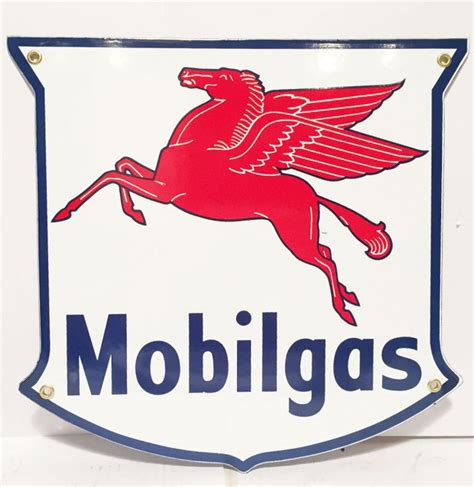 Mobilgas Pegasus Logo Enamel Shaped Sign FiftiesStore