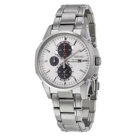 Seiko Solar Chronograph White Dial Stainless Steel Men S Watch Ssc P