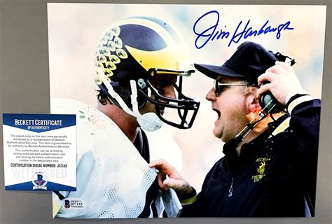 Jim Harbaugh W Bo Schembechler Signed 8x10 Photo Michigan Beckett Witness Coa Ebay