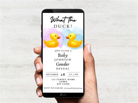 Rubber Duck Themed Gender Reveal Invitation Template Digital Download