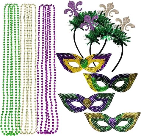 Amazon Mardi Gras Accessory Set 2 Mardi Gras Headband 4 Pieces