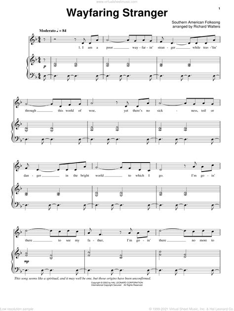 Wayfaring Stranger Sheet Music For Voice Piano Or Guitar Pdf