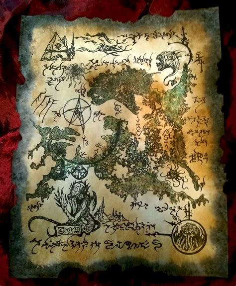 Cthulhu Rlyeh Map Larp Magic Rpg Prop Necronomicon Fragments Lovecraft