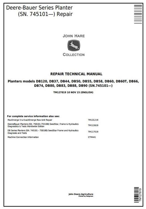 John Deere Db Series Planters Service Repair Technical Manual Tm127819 Pdf