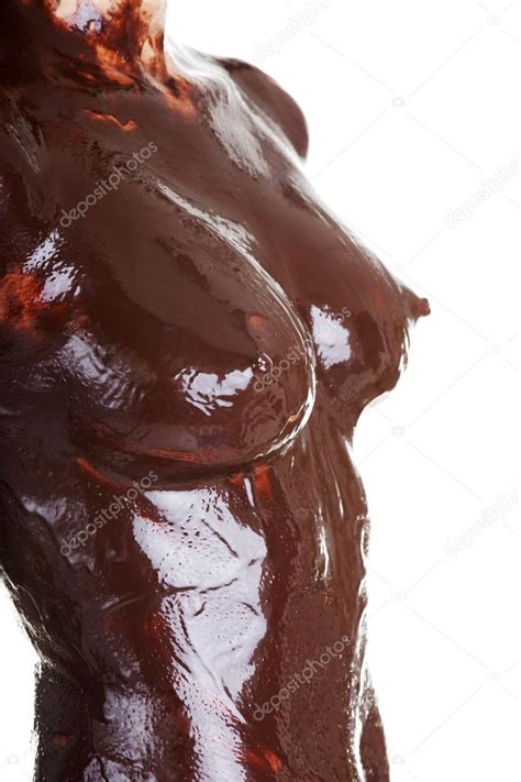 Desnudo cuerpo femenino cubierto de chocolate Ilustración de stock por