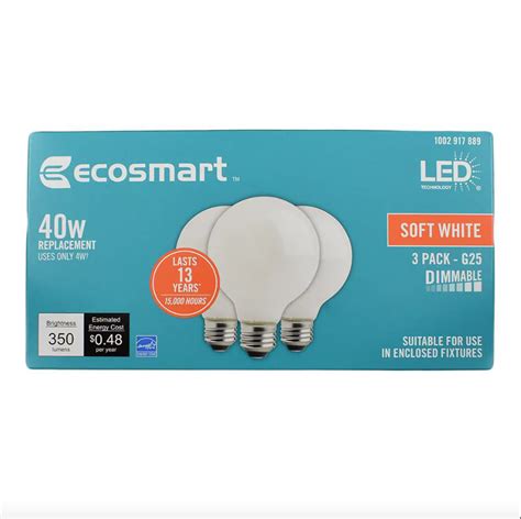 EcoSmart LED A19 Dimmable 40W Bulbs - 4 Pack