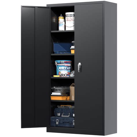 SUPEER Black Metal Storage Cabinet, 72" Locking Steel Storage Cabinet ...