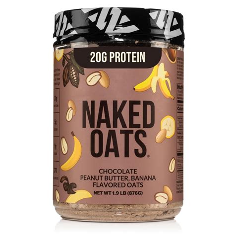 Naked Oats Chocolate PB Banana Overnight Oats 20g Grass Fed Protein Gluten Free Oatmeal