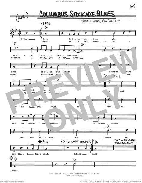 Columbus Stockade Blues Sheet Music Real Book With Lyrics Pdf