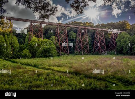 tulip train trestle bridge tracks indiana Stock Photo - Alamy