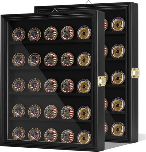 Pcs Military Challenge Coin Display Case Lockable Cabinet Rack Holder