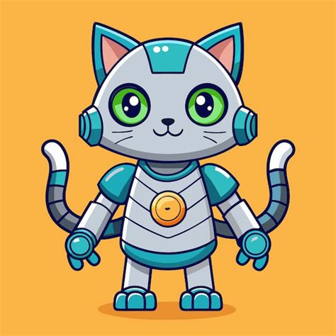 Adorable Cartoon Cat Robot Standing Up Cartoon Vector Illustration ...