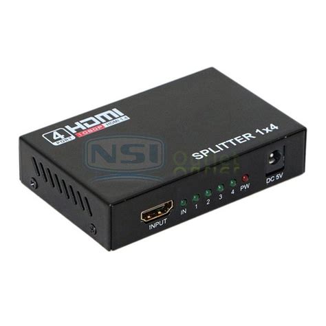 Full HD HDMI Splitter 1X4 4 Port Hub Repeater Amplifier V1 4 3D 1080p 1