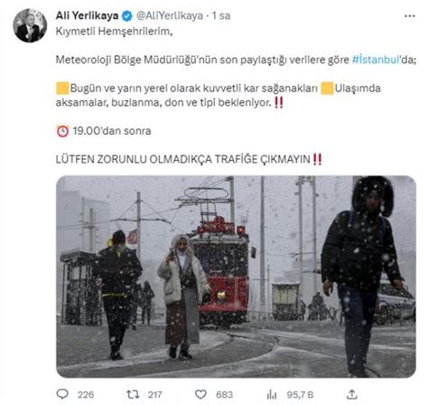 İstanbul Valisi Yerlikaya dan kar uyarısı Zorunlu olmadıkça trafiğe