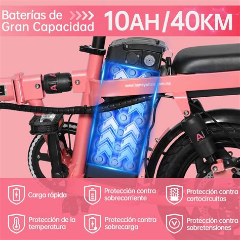 Bicicleta Eléctrica Plegable Honey Whale S6 Pro Rosa Honey Whale