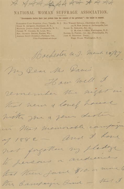 Susan B Anthony Letter Signed Seeks To Honor Citizen Raab Collections