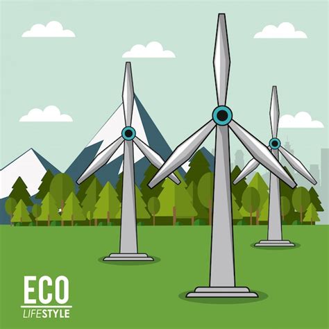 Imagen De Paisaje Renovable De Energía Eólica Turbina De Estilo De Vida