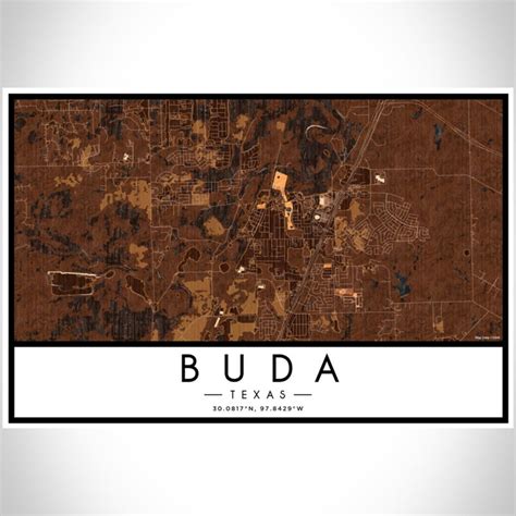 Buda - Texas Map Print in Ember — JACE Maps