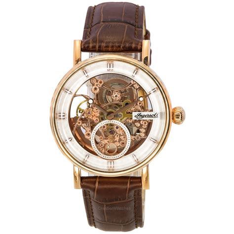 Ingersoll The Herald Leather Strap Rose Gold Skeleton Dial Automatic