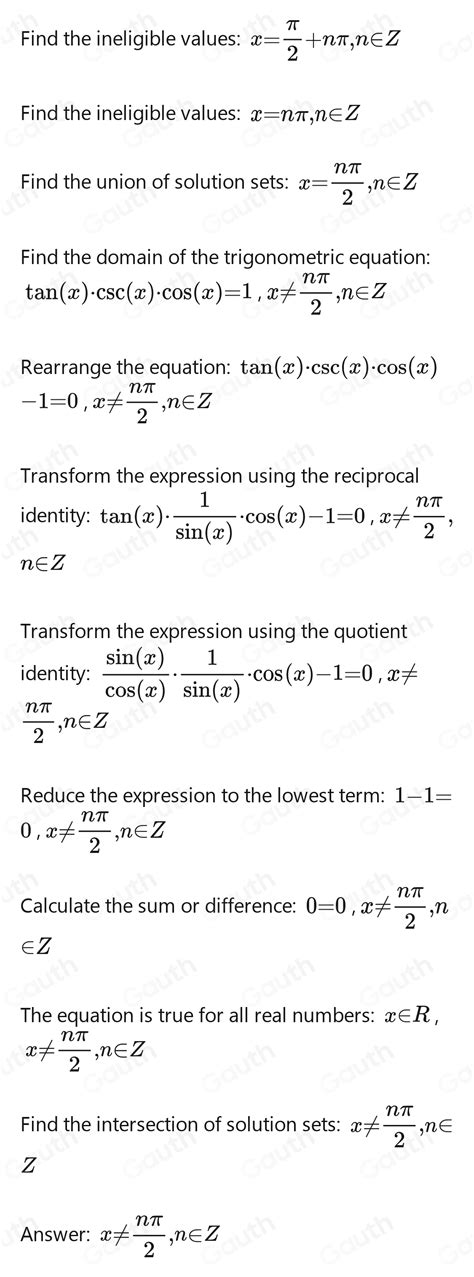 Solved Verify The Identity Tan X Csc X Cos X Calculus