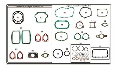 Jogo Junta Motor Yanmar Ns18 Nsb18 Bm18 Junta Cabeçote Frete grátis