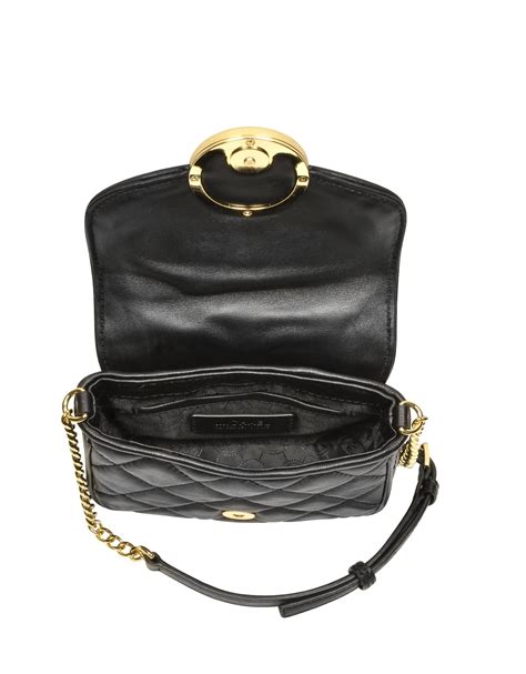 Michael Kors Small Fulton Quilted Crossbody Bag In Gold Black Lyst