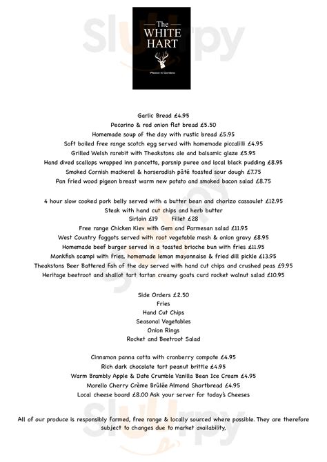 The White Hart Men Weston In Gordano Main Menu Sluurpy