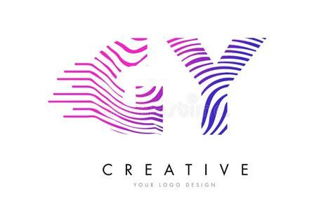 GY G Y Zebra Lines Letter Logo Design With Magenta Colors Stock Vector