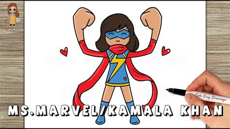 How To Draw Kamala Khan Ms Marvel Easy Step By Step Youtube