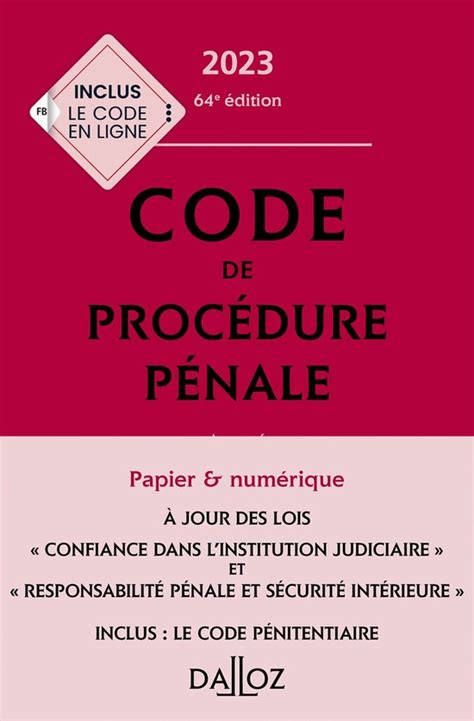 Codes Dalloz Universitaires et Pro Code de procédure pénale 2023 64ed