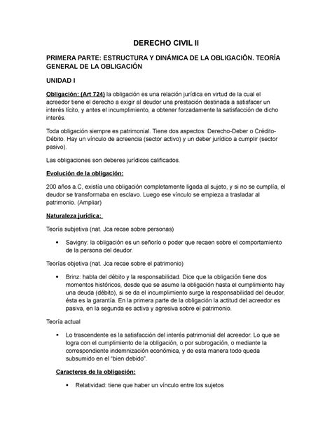 Resumen Civil Ii 1 Parte Derecho Civil Ii Primera Parte Estructura Y DinÁmica De La