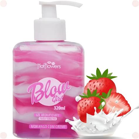 Blow Girl Gel Hidratante Íntimo Aroma de Morango 320ml Hot Flowers SEX SHOP Produtos