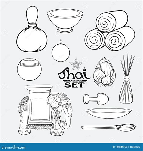 A Set Of Items For Thai Massage Stock Vector Illustration Stock