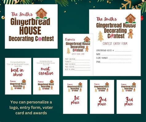 Personalized Gingerbread House Decorating Contest Bundle Logo Voting