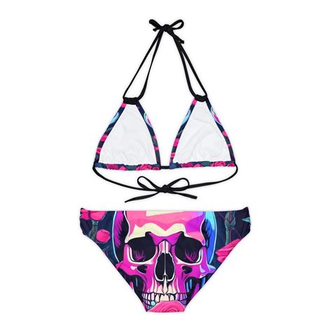 Skull And Roses Strappy Bikini Set Aop Etsy