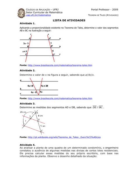 Pdf Atividades De Matematica Teorema De Tales Dokumen Tips