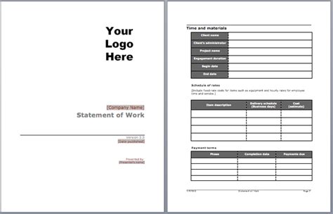 Free Statement Of Work Templates My Word Templates