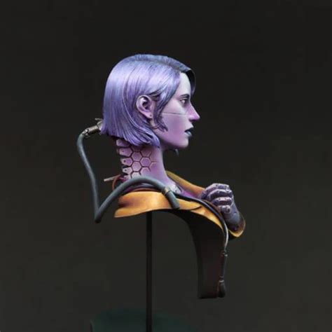 1 12 73mm Science Fiction Woman Warrior Bust Toy Resin Model Miniature