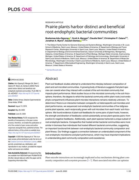 Pdf Prairie Plants Harbor Distinct And Beneficial Root Endophytic