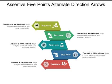 Assertive Five Points Alternate Direction Arrows Powerpoint