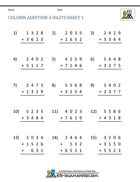 3rd Grade Addition And Subtraction Worksheets